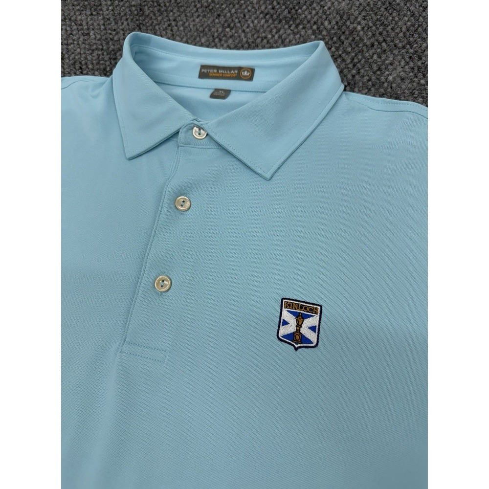 Peter Millar Summer Comfort Men's XL Polo Shirt Kinloch Golf Club Aqua Blue
